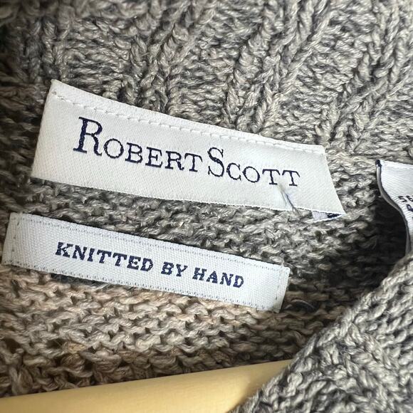 Vintage Robert Scott Sweater Large Womens Gray Linen Cotton Knitted By Hand 90s - Picture 7 of 7